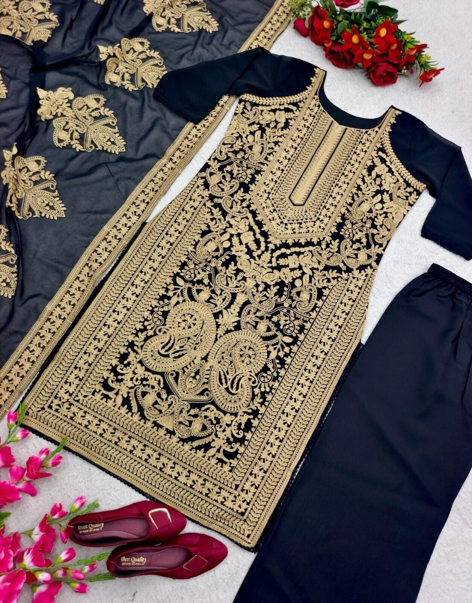 Pakistani Salwar Kameez Readymade Suit Embroidered Georgette Kurta - 001FASHIONFORWARD