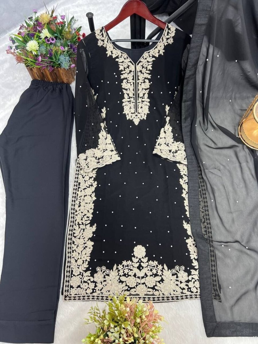 Pakistani Salwar Kameez Readymade Suit - Wedding & Party Kurti Set Georgette - 001FASHIONFORWARD
