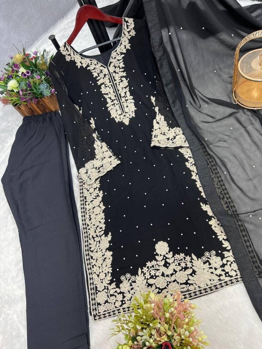 Pakistani Salwar Kameez Readymade Suit - Wedding & Party Kurti Set Georgette - 001FASHIONFORWARD