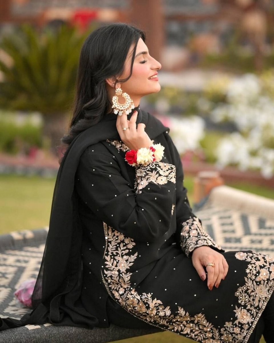 Pakistani Salwar Kameez Readymade Suit - Wedding & Party Kurti Set Georgette - 001FASHIONFORWARD