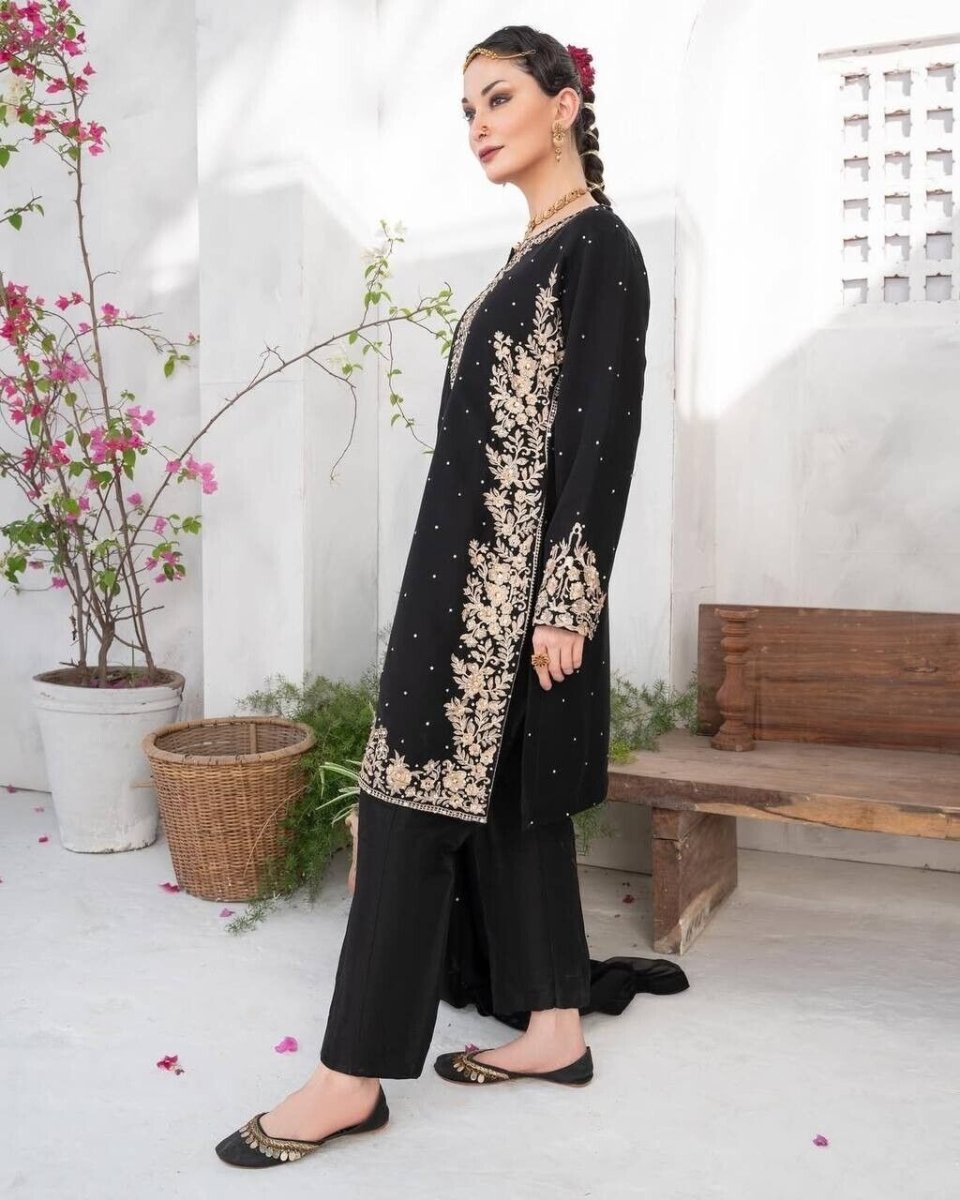 Pakistani Salwar Kameez Readymade Suit - Wedding & Party Kurti Set Georgette - 001FASHIONFORWARD