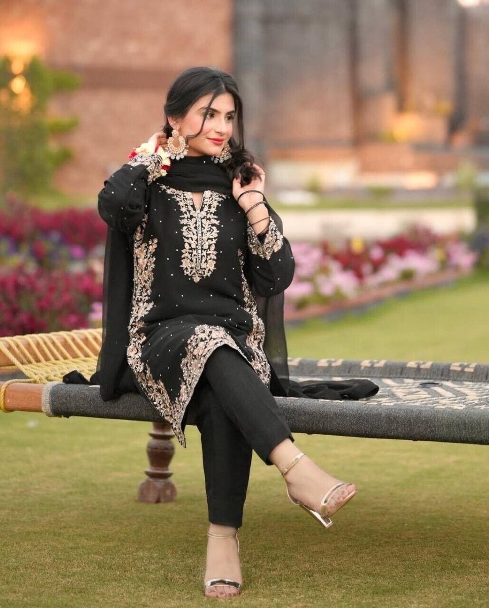 Pakistani Salwar Kameez Readymade Suit - Wedding & Party Kurti Set Georgette - 001FASHIONFORWARD