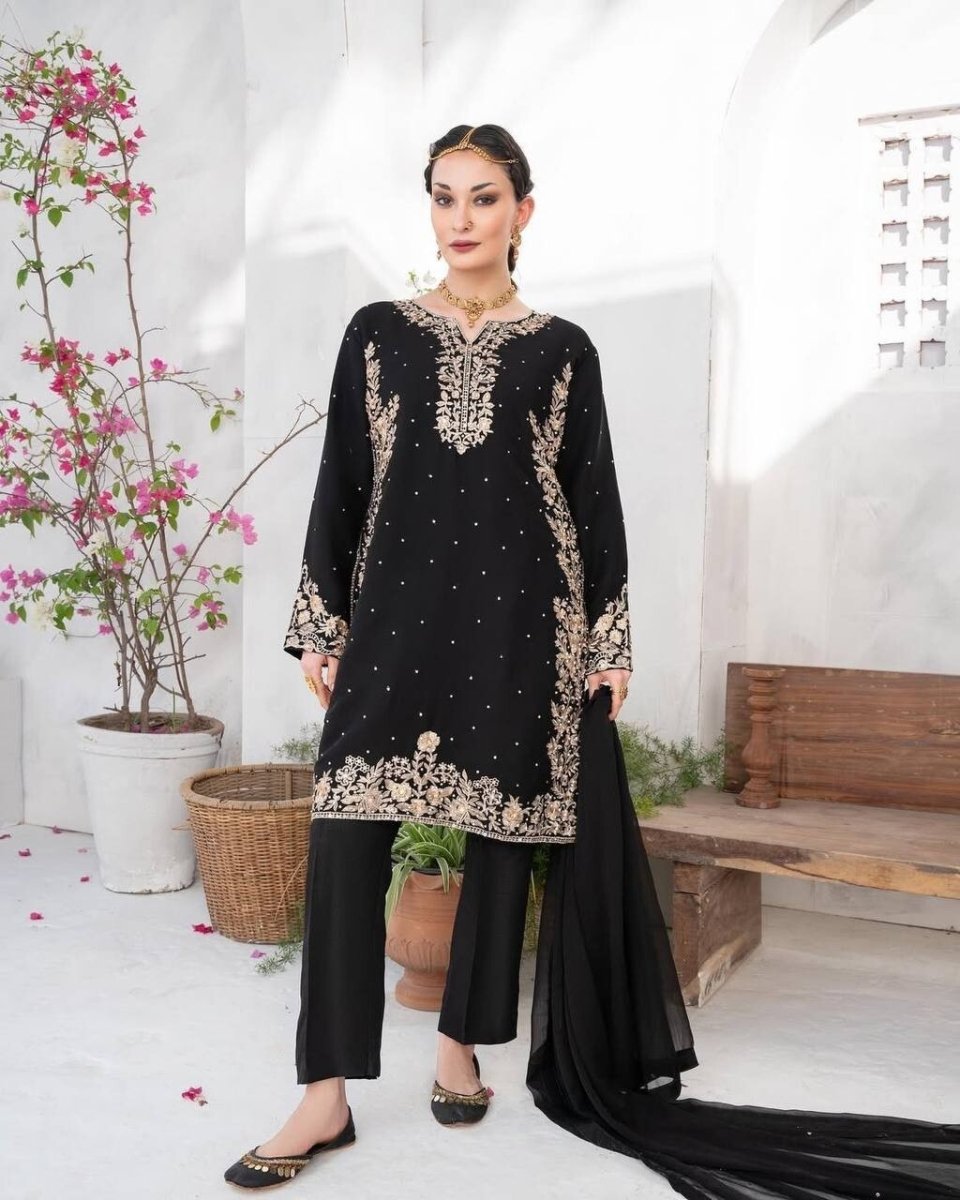 Pakistani Salwar Kameez Readymade Suit - Wedding & Party Kurti Set Georgette - 001FASHIONFORWARD