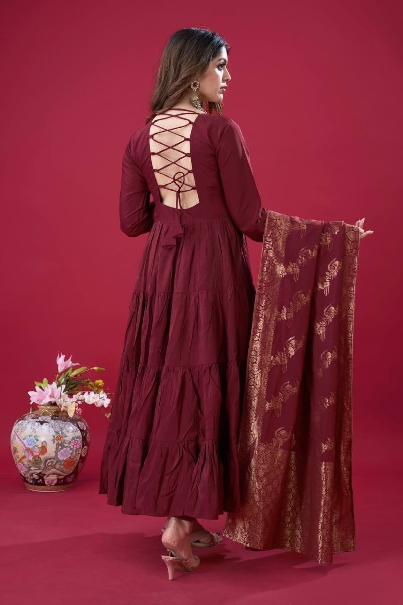 Pakistani Silk Salwar Kameez Readymade Suit Indian Wedding Party Gown Anarkali - 001FASHIONFORWARD