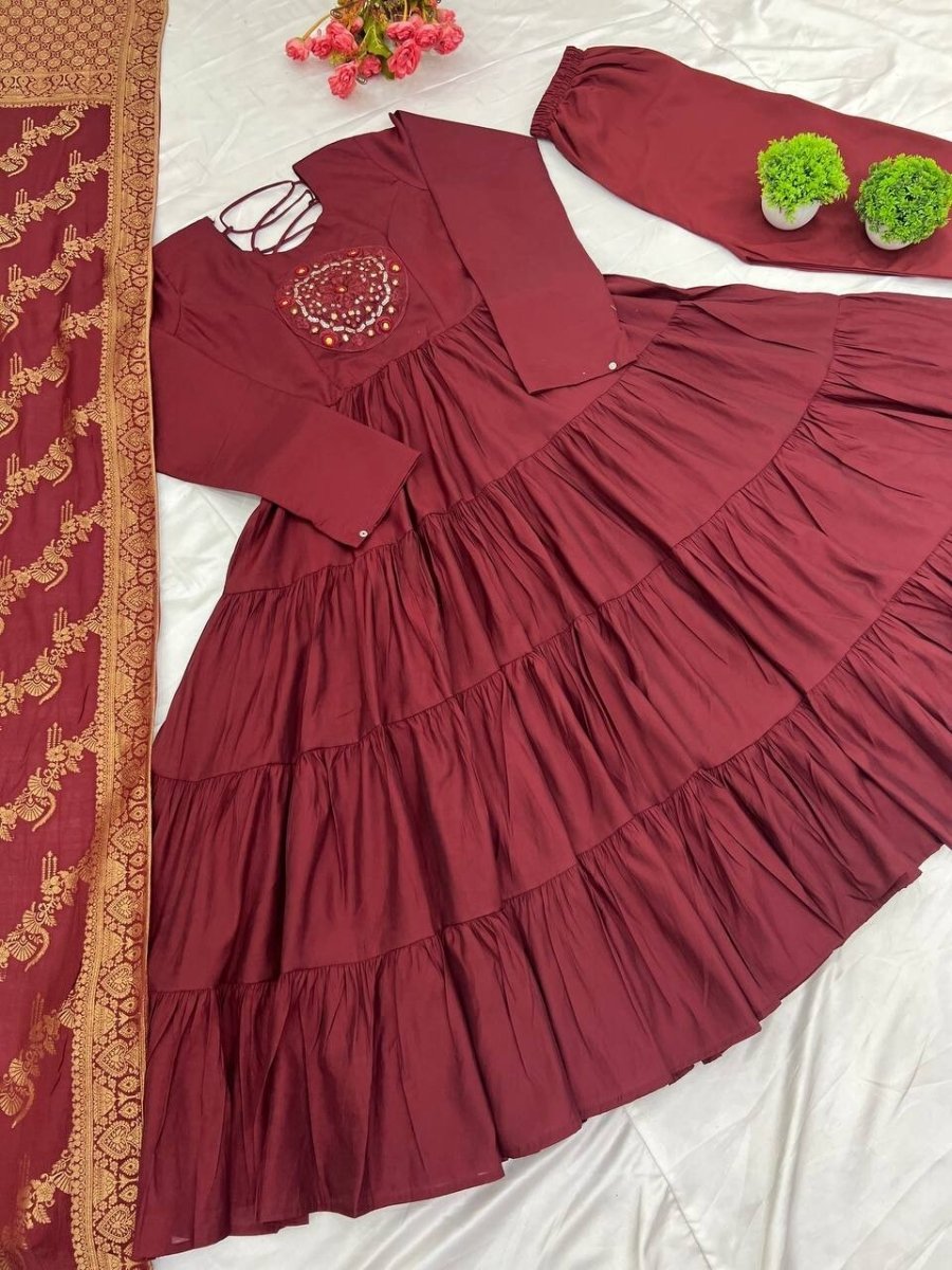 Pakistani Silk Salwar Kameez Readymade Suit Indian Wedding Party Gown Anarkali - 001FASHIONFORWARD