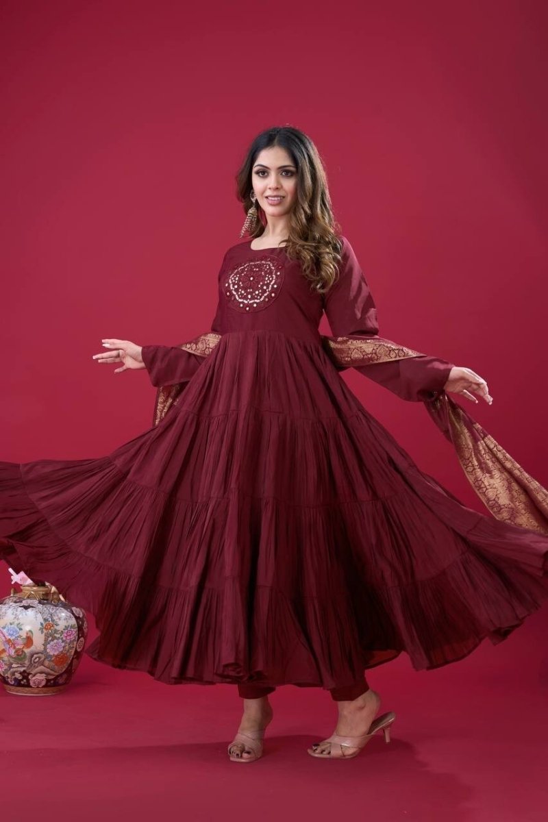 Pakistani Silk Salwar Kameez Readymade Suit Indian Wedding Party Gown Anarkali - 001FASHIONFORWARD