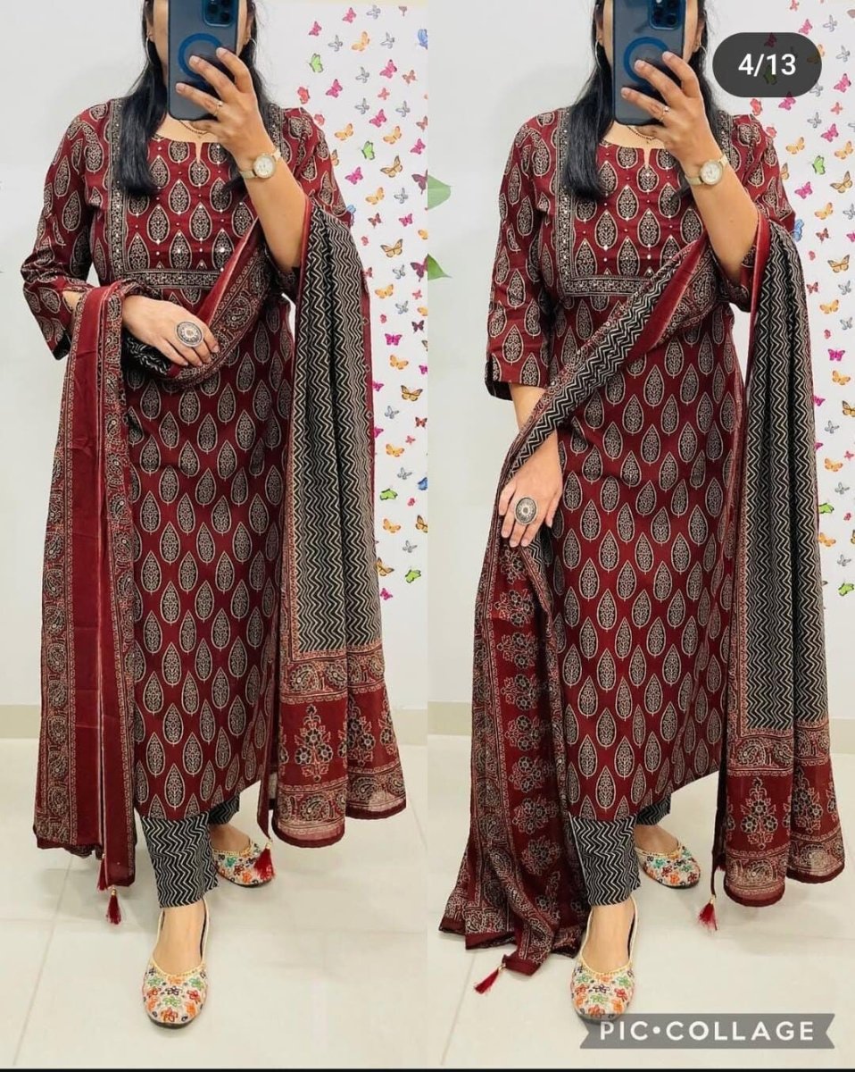 Party Wear Cotton Salwar kameez Pant Set Women Designer Suit Kurti Dress 3PC - 001FASHIONFORWARD