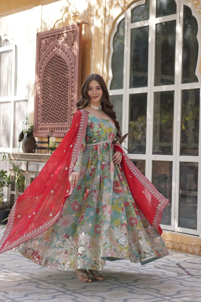Premium Readymade Anarkali gown Alia Cut Gown with Dupatta suit Set - 001FASHIONFORWARD