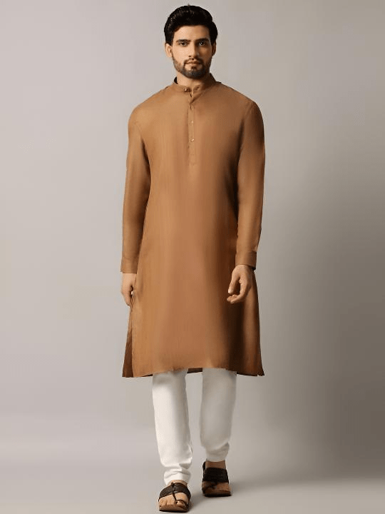 Pure Cotton Pakistani Men’s Shirt Heavy Kurta PartyWear Solid Long Kurta for Men - 001FASHIONFORWARD