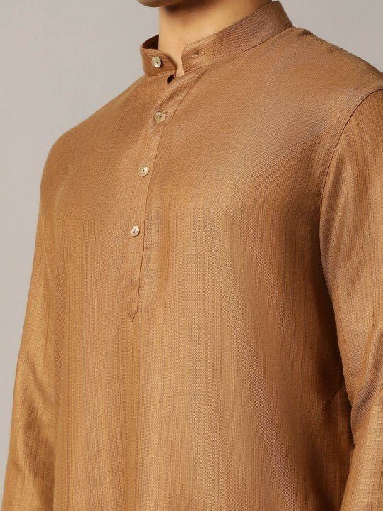 Pure Cotton Pakistani Men’s Shirt Heavy Kurta PartyWear Solid Long Kurta for Men - 001FASHIONFORWARD