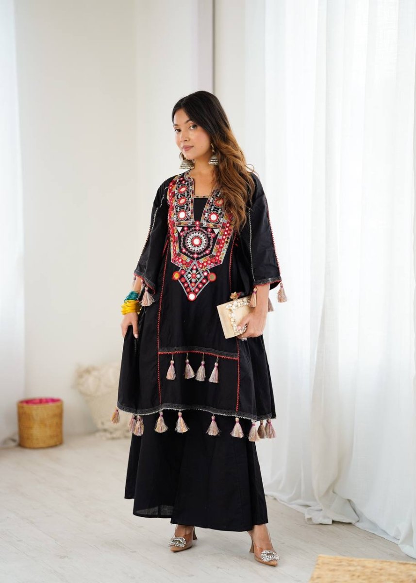 Pure Khadi Cotton Sequence work Indian Anarkali Gown co - ord Set – Party Wear - 001FASHIONFORWARD