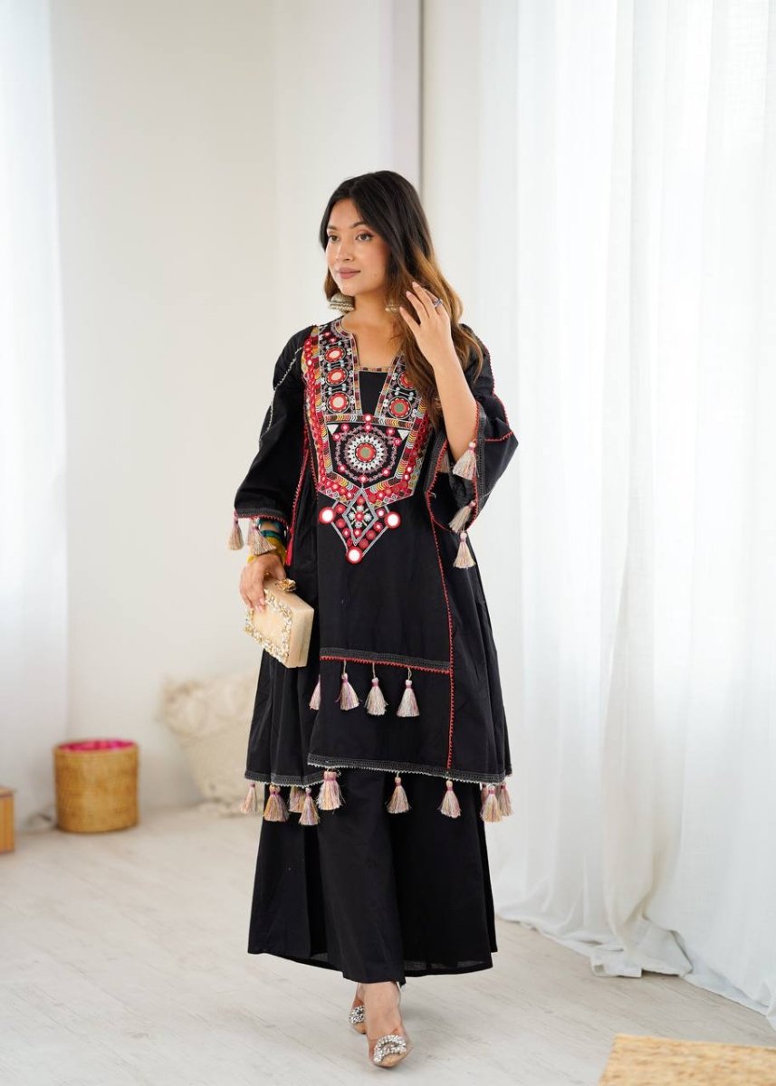 Pure Khadi Cotton Sequence work Indian Anarkali Gown co - ord Set – Party Wear - 001FASHIONFORWARD