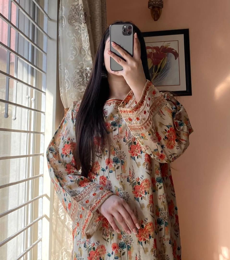 Pure Natural Roman Silk with Digital Print 2 pcs Co - ord set - 001FASHIONFORWARD