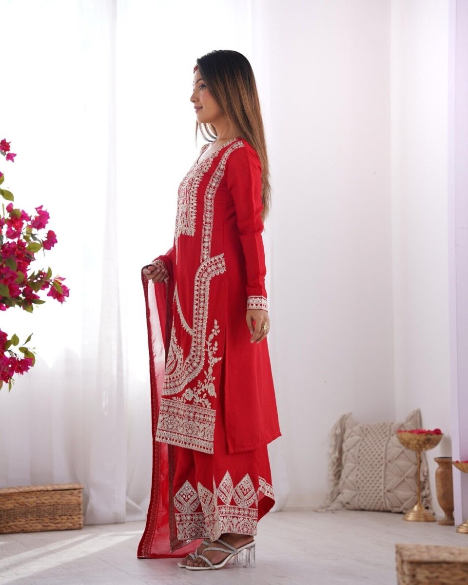 Pure Vichitra Silk with Beautiful Embroidery Sequence and Dori Work Sharara - 001FASHIONFORWARD