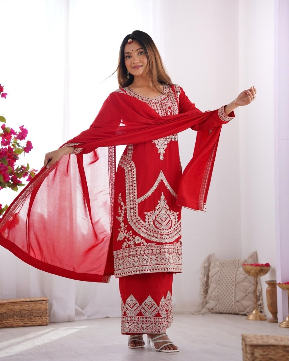 Pure Vichitra Silk with Beautiful Embroidery Sequence and Dori Work Sharara - 001FASHIONFORWARD