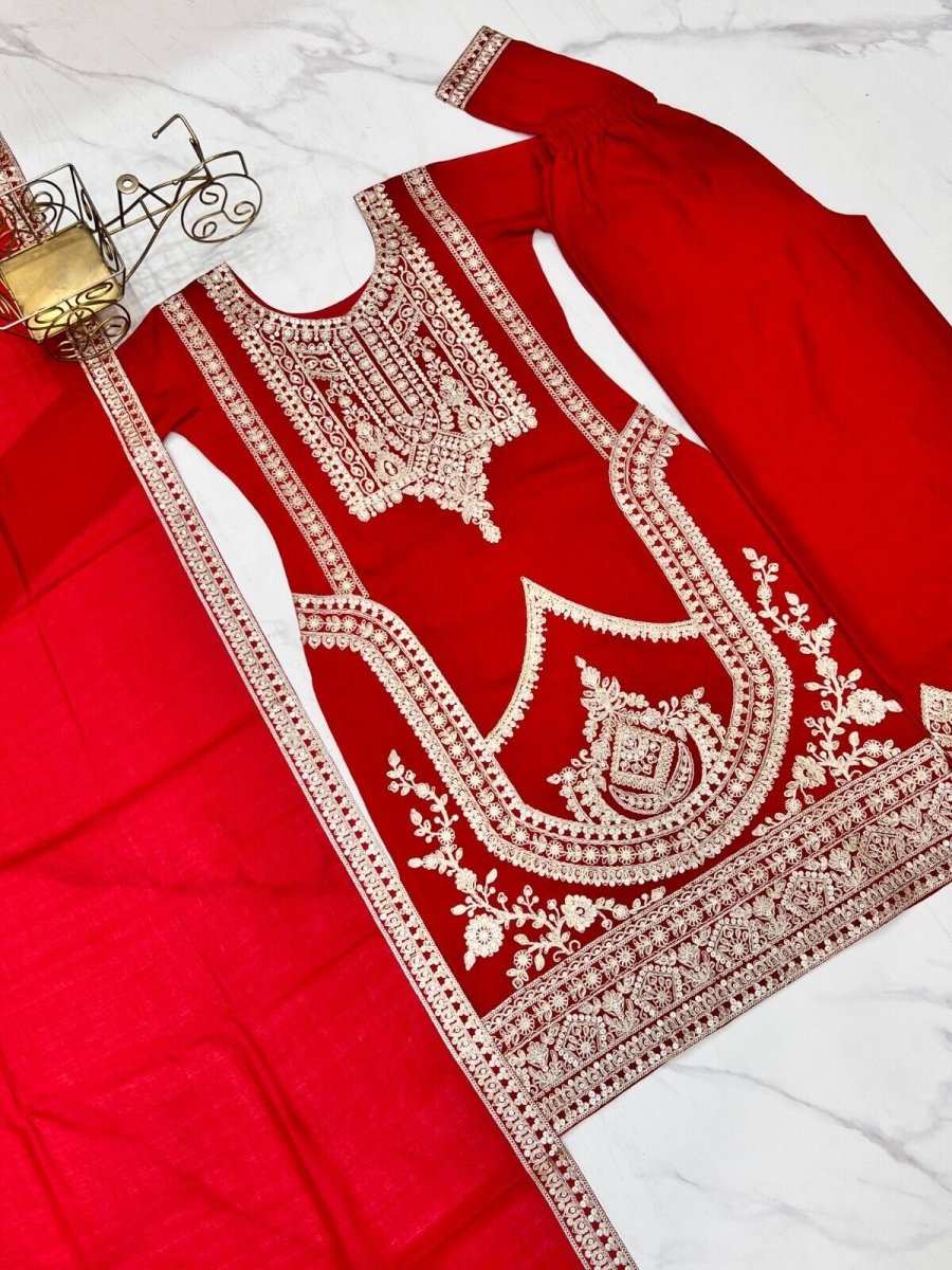 Pure Vichitra Silk with Beautiful Embroidery Sequence and Dori Work Sharara - 001FASHIONFORWARD