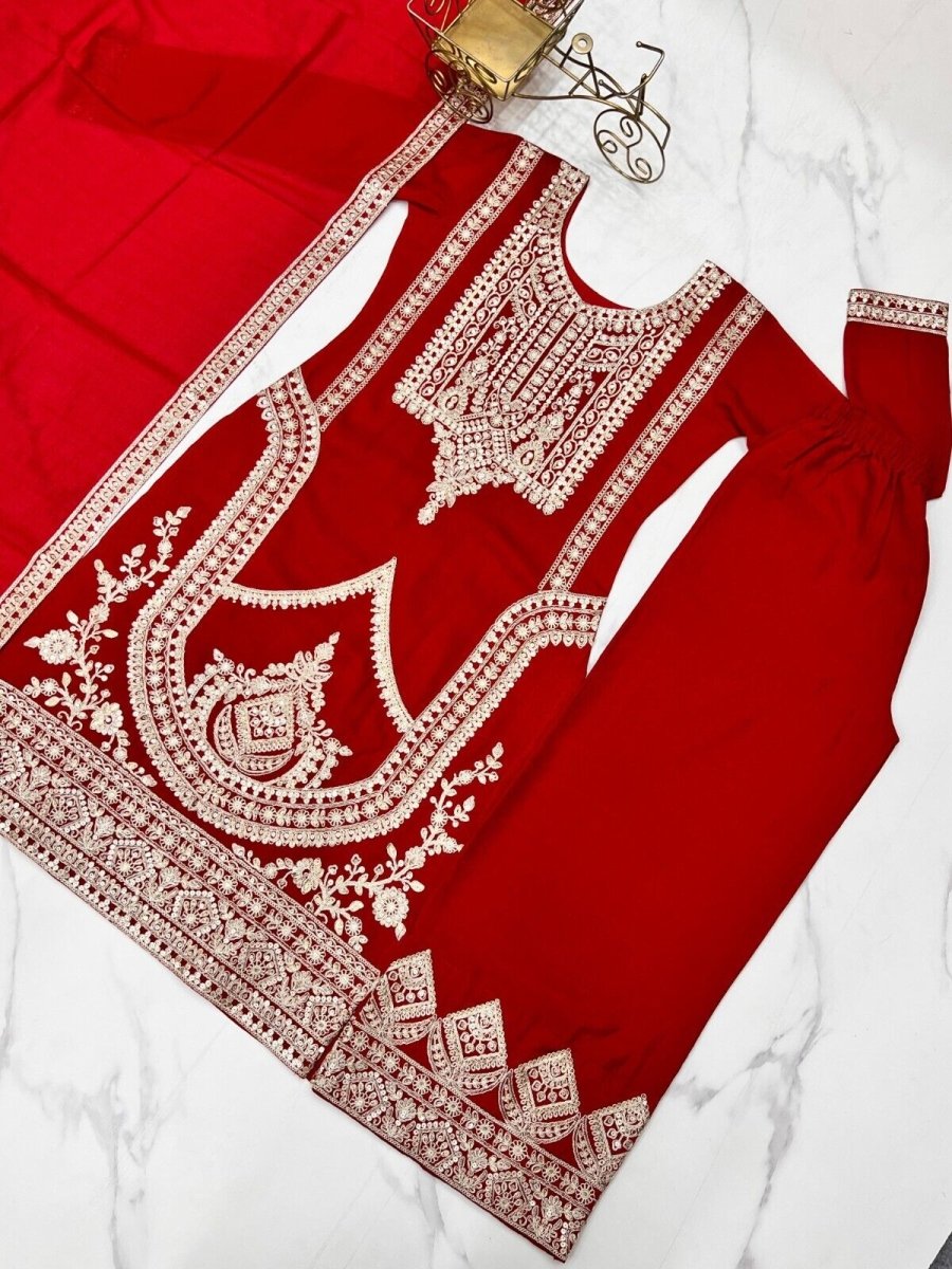 Pure Vichitra Silk with Beautiful Embroidery Sequence and Dori Work Sharara - 001FASHIONFORWARD