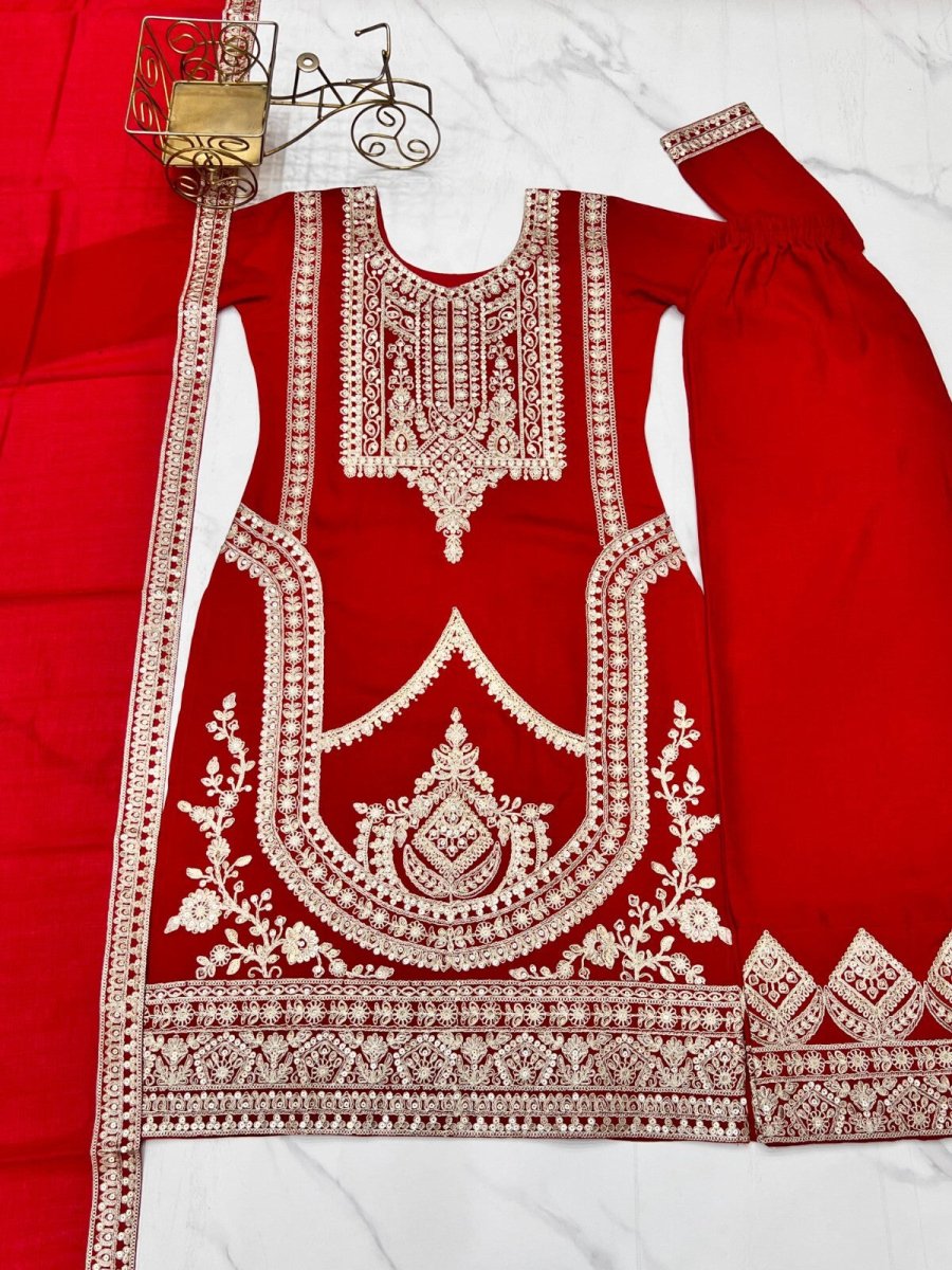 Pure Vichitra Silk with Beautiful Embroidery Sequence and Dori Work Sharara - 001FASHIONFORWARD