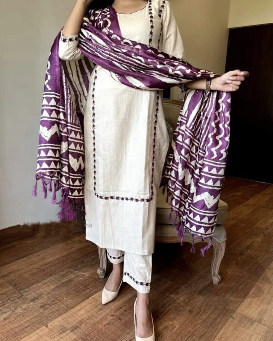 Readymade Printed Cotton indian Women Designer Suit straight salwar kameez 3pcs - 001FASHIONFORWARD