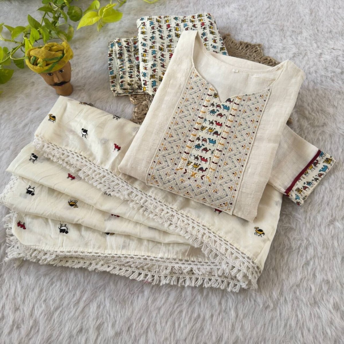 Roman Silk Salwar Kameez Set with Chanderi Dupatta – Hand Embroidered 3 - Piece - 001FASHIONFORWARD