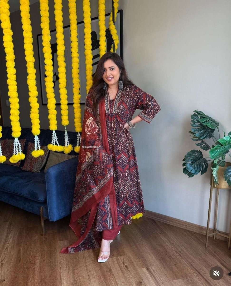 Salwar Kameez Indian Pakistani Readymade Dress Stitched A - line Women Kurta - 001FASHIONFORWARD