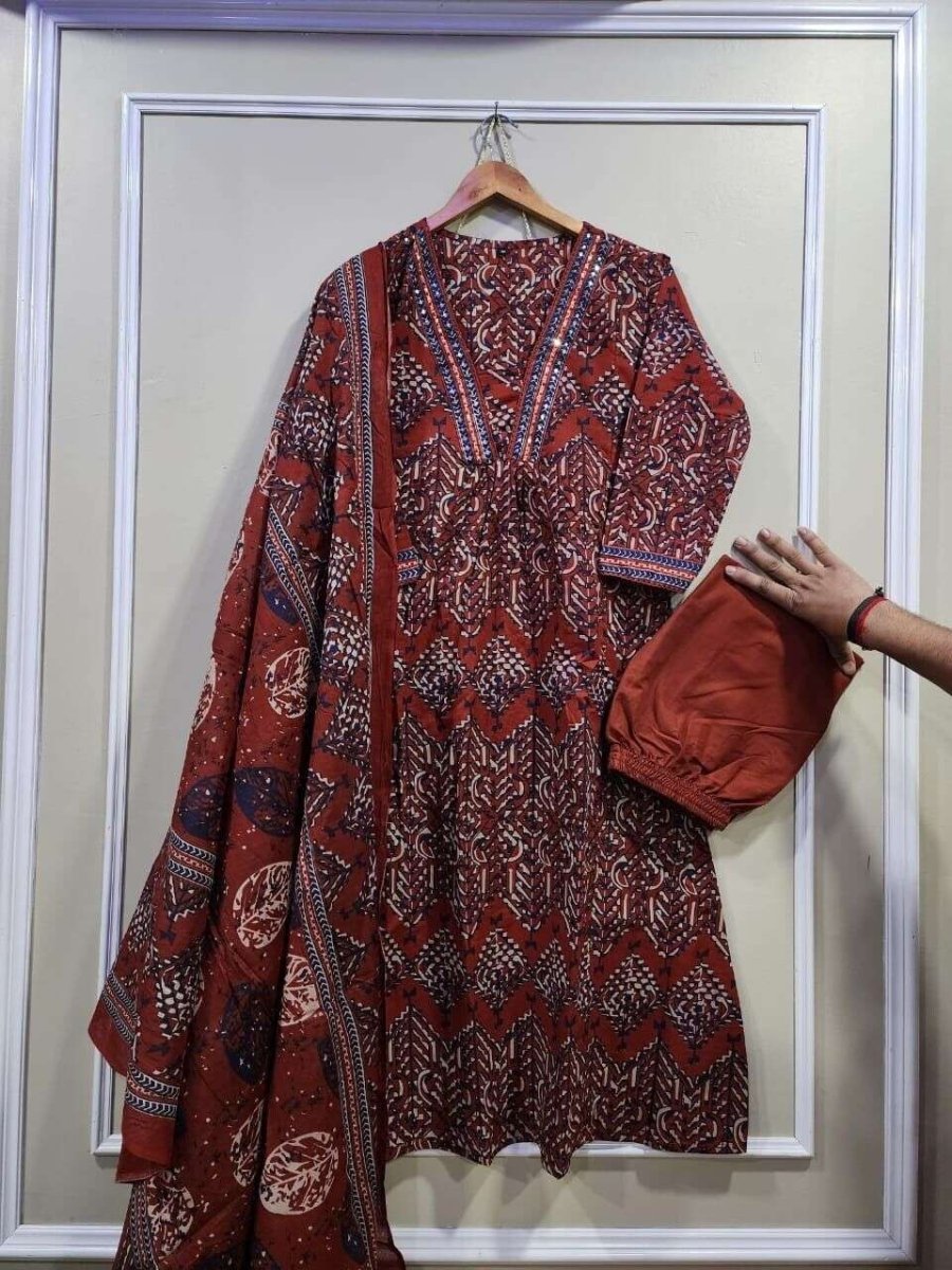 Salwar Kameez Indian Pakistani Readymade Dress Stitched A - line Women Kurta - 001FASHIONFORWARD