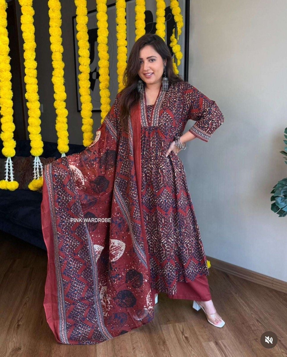Salwar Kameez Indian Pakistani Readymade Dress Stitched A - line Women Kurta - 001FASHIONFORWARD