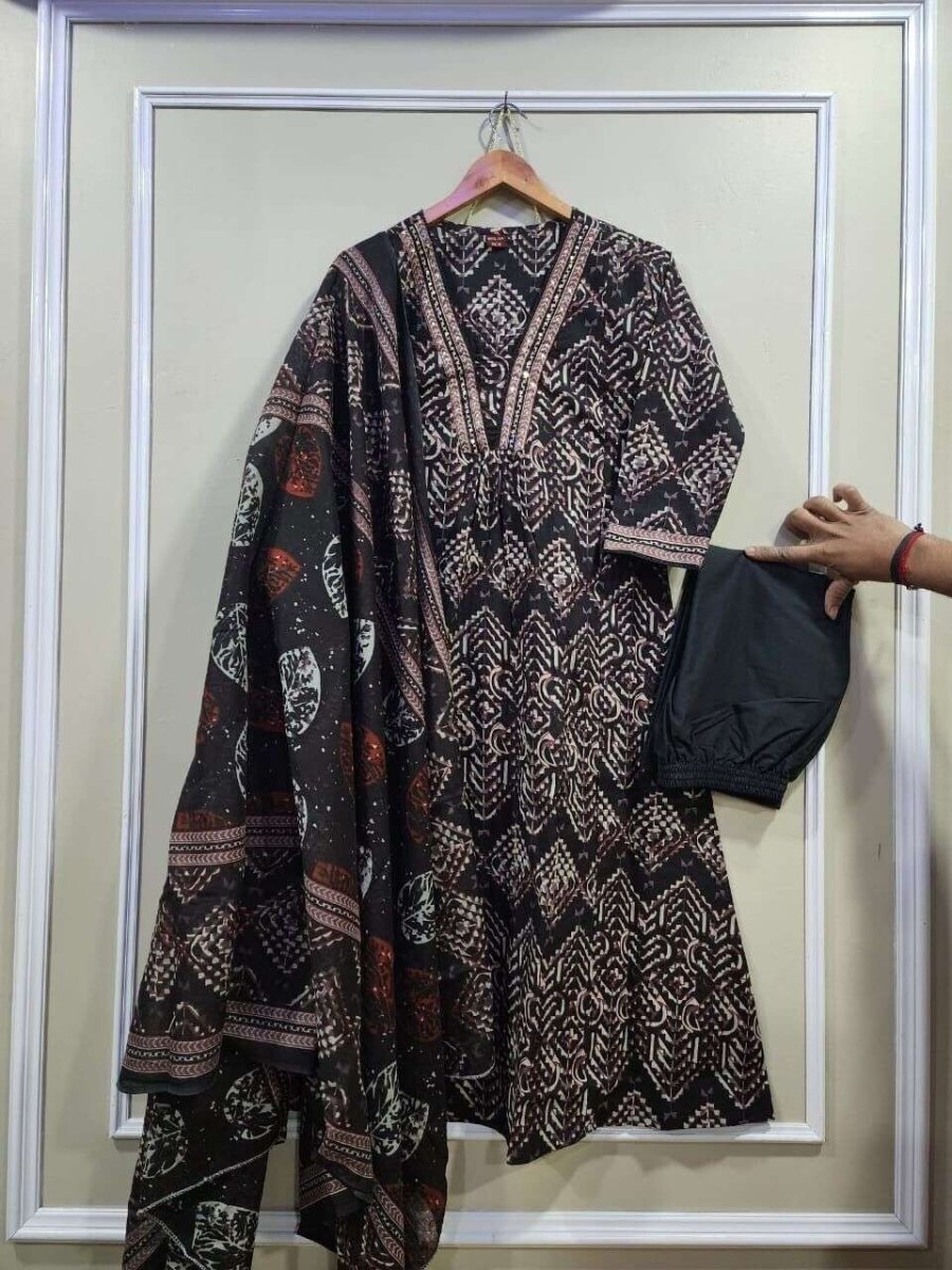 Salwar Kameez Indian Pakistani Readymade Dress Stitched A - line Women Kurta - 001FASHIONFORWARD