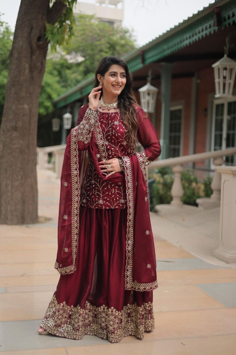 Salwar Kameez Pakistani Indian Wedding Party Dress Suit Sharara Plazzo Georgette - 001FASHIONFORWARD