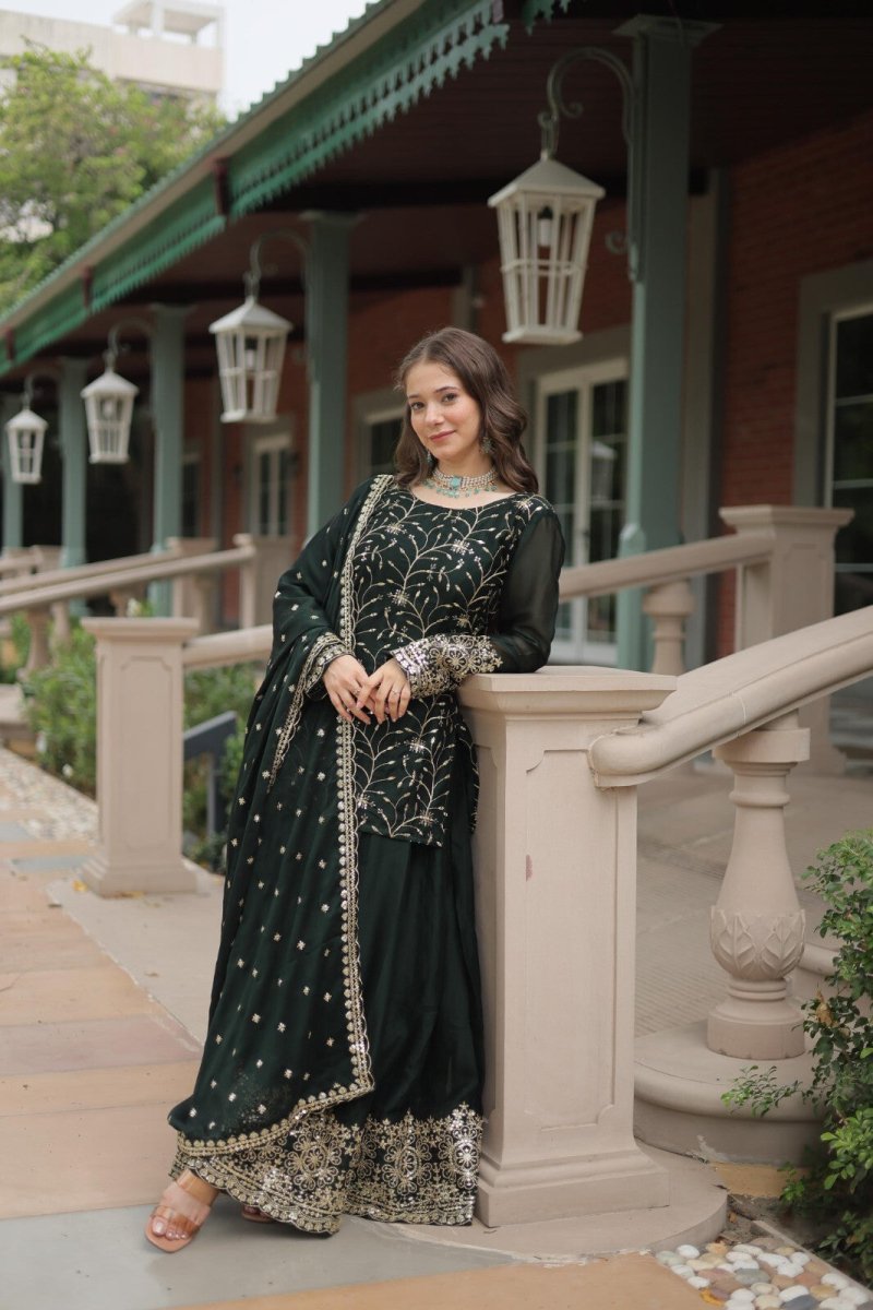 Salwar Kameez Pakistani Indian Wedding Party Dress Suit Sharara Plazzo Georgette - 001FASHIONFORWARD