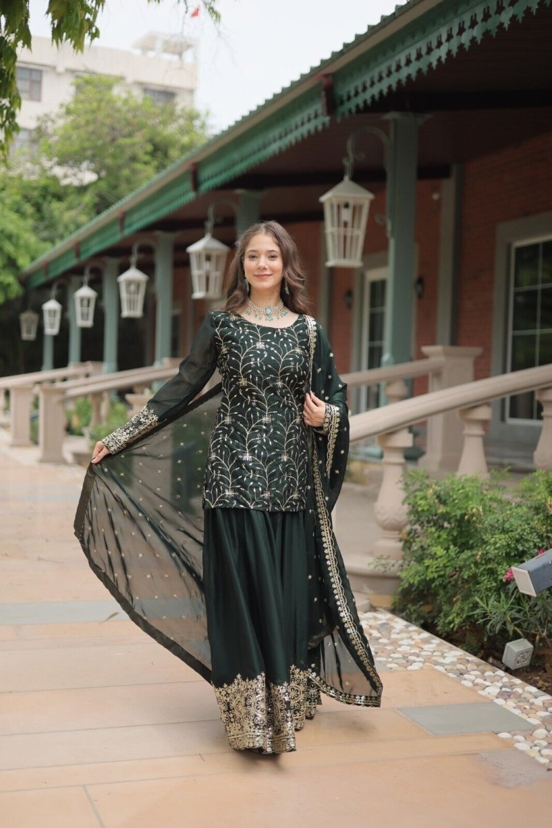 Salwar Kameez Pakistani Indian Wedding Party Dress Suit Sharara Plazzo Georgette - 001FASHIONFORWARD