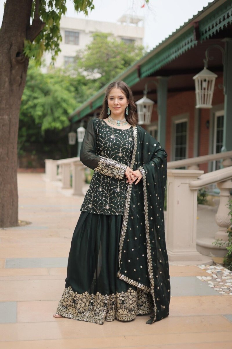 Salwar Kameez Pakistani Indian Wedding Party Dress Suit Sharara Plazzo Georgette - 001FASHIONFORWARD