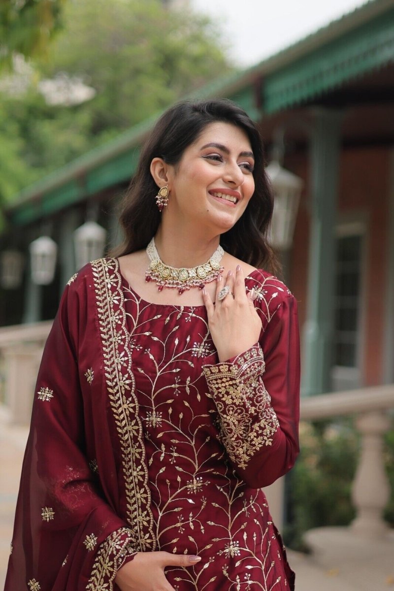 Salwar Kameez Pakistani Indian Wedding Party Dress Suit Sharara Plazzo Georgette - 001FASHIONFORWARD