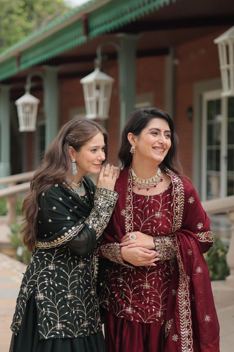 Salwar Kameez Pakistani Indian Wedding Party Dress Suit Sharara Plazzo Georgette - 001FASHIONFORWARD
