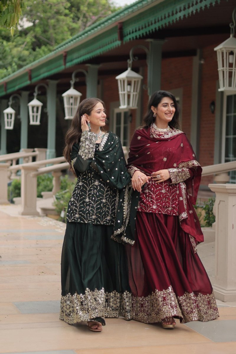 Salwar Kameez Pakistani Indian Wedding Party Dress Suit Sharara Plazzo Georgette - 001FASHIONFORWARD
