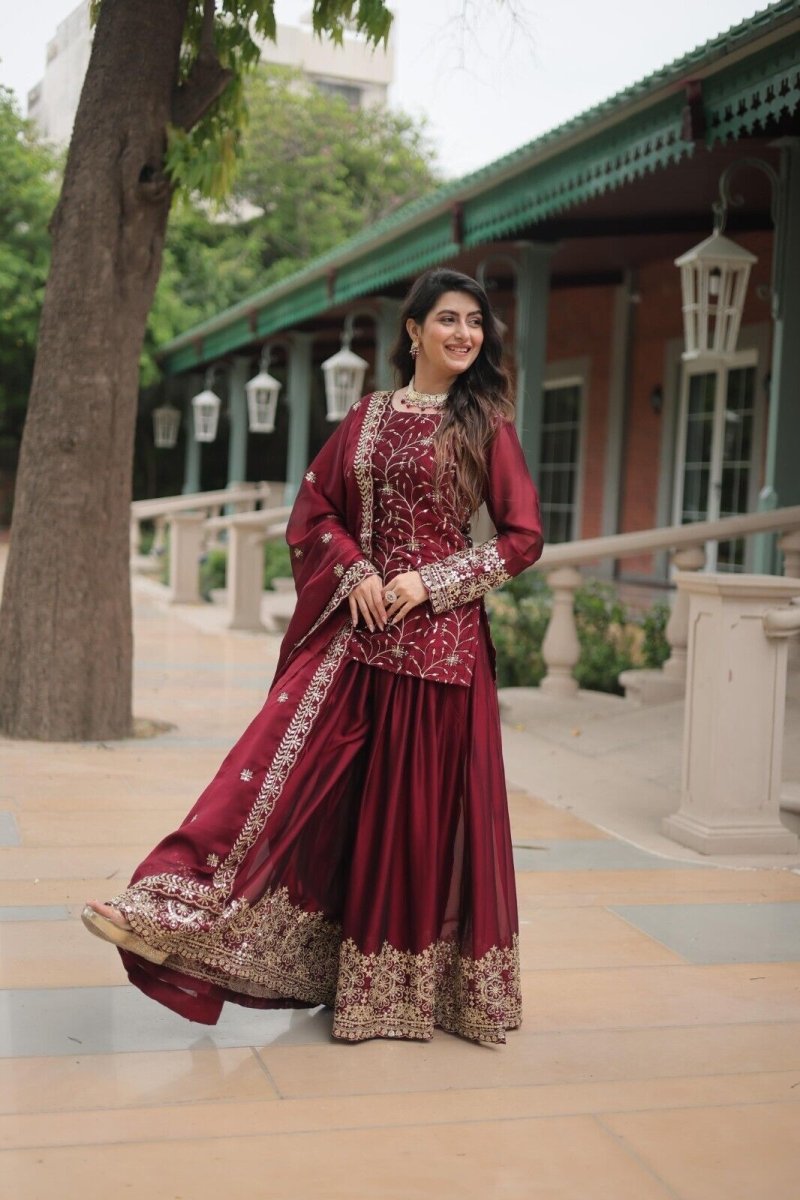 Salwar Kameez Pakistani Indian Wedding Party Dress Suit Sharara Plazzo Georgette - 001FASHIONFORWARD
