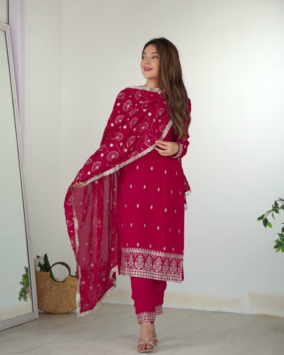Silk Dress Pakistani Salwar Kameez Readymade Suits Indian Wedding Party 3 Piece - 001FASHIONFORWARD
