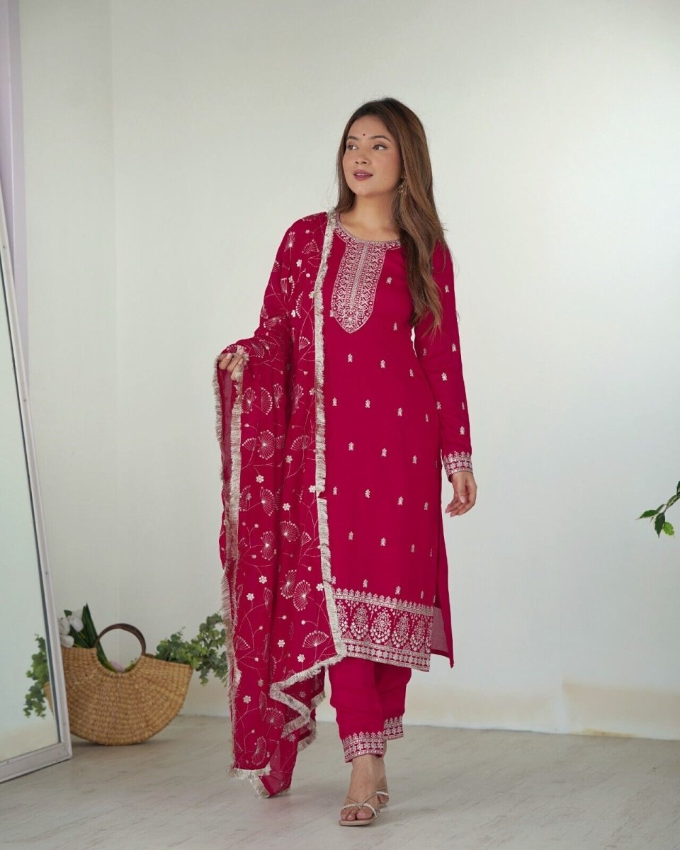 Silk Dress Pakistani Salwar Kameez Readymade Suits Indian Wedding Party 3 Piece - 001FASHIONFORWARD