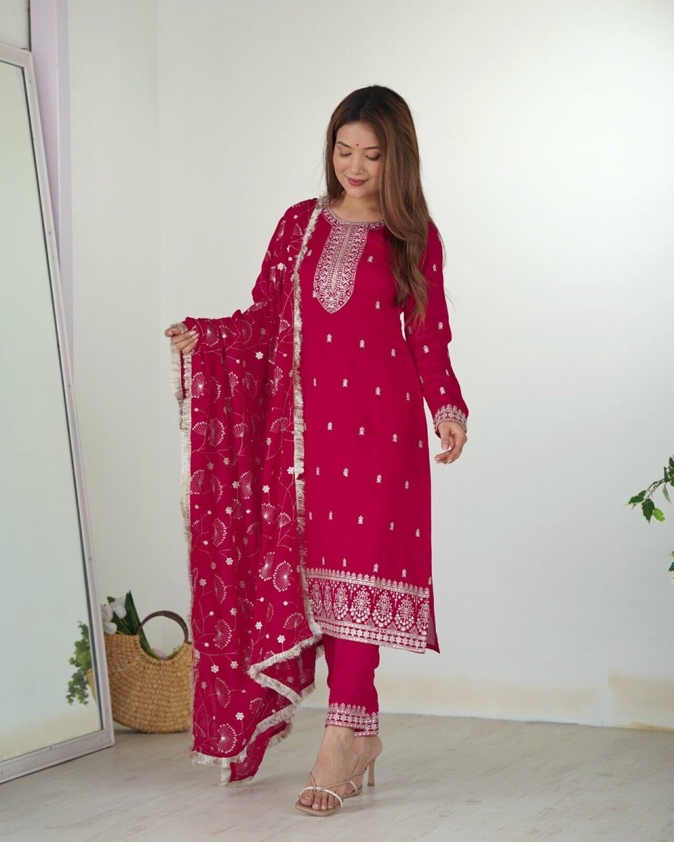 Silk Dress Pakistani Salwar Kameez Readymade Suits Indian Wedding Party 3 Piece - 001FASHIONFORWARD