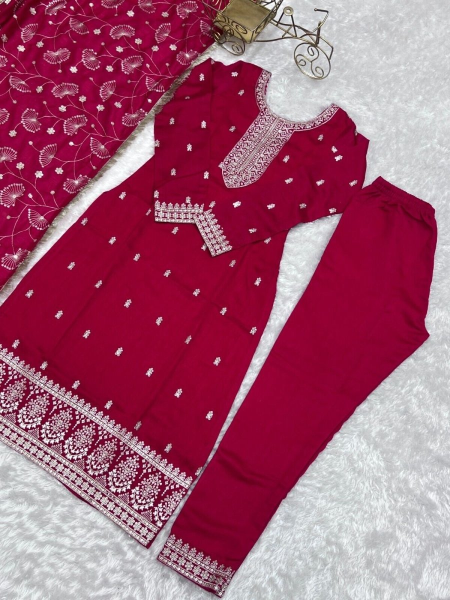 Silk Dress Pakistani Salwar Kameez Readymade Suits Indian Wedding Party 3 Piece - 001FASHIONFORWARD