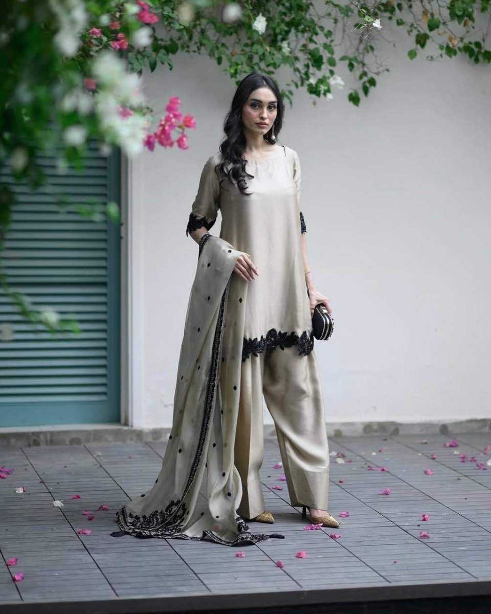 Star Georgette Farsi Pant Suit with Sequin Work – Festive Wear - 001FASHIONFORWARD