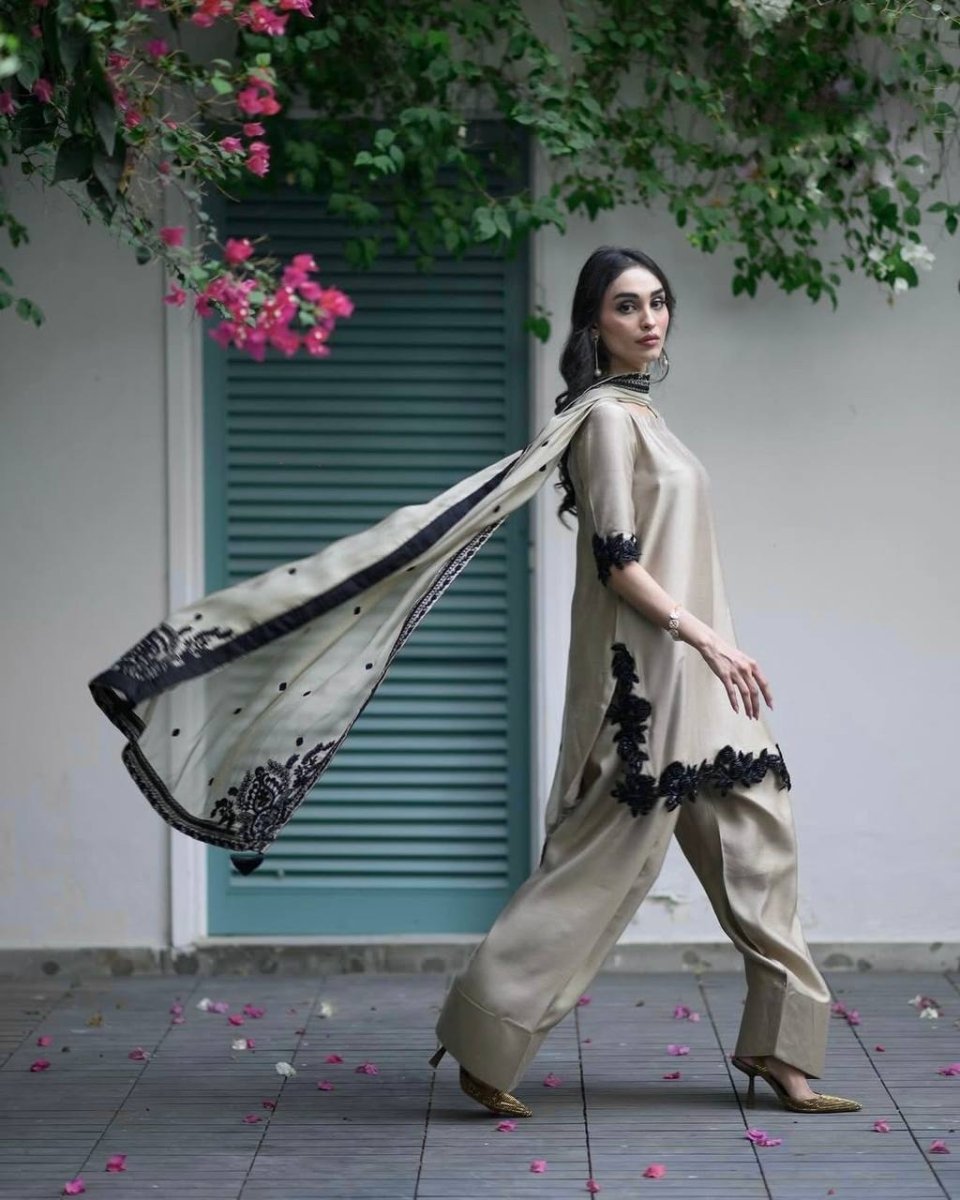 Star Georgette Farsi Pant Suit with Sequin Work – Festive Wear - 001FASHIONFORWARD
