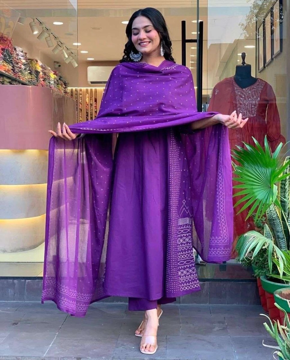 Women Anarkali Gown With Pant Sets Indian Designer Salwar Kameez Readymade Suit - 001FASHIONFORWARD