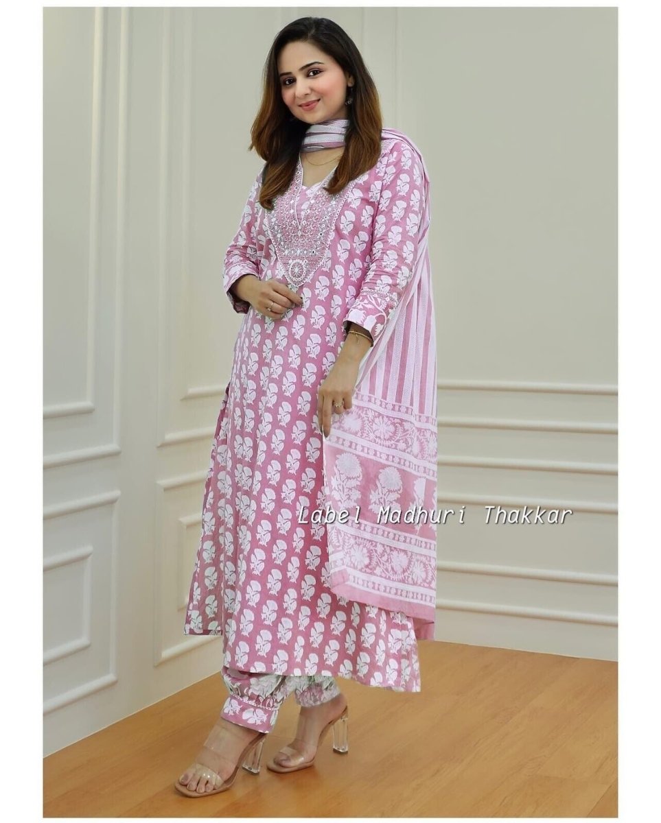 Women Cotton Suit Readymade Salwar Kameez Ready To Party Wear Suit - 001FASHIONFORWARD