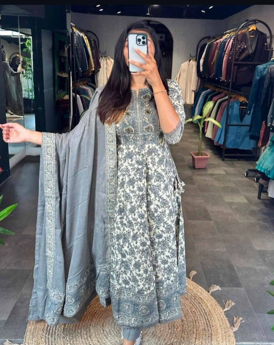 Women Designer Party Wear Kurti Set Indian Bollywood Anarkali Kurta Gown cotton - 001FASHIONFORWARD