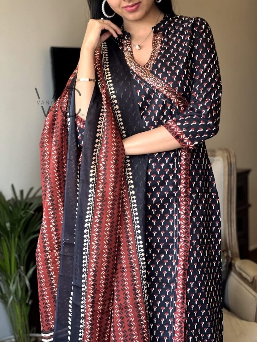 Women Heavy Cotton Salwar kameez Set Party Wear Kurta Dupatta with Pant Set - 001FASHIONFORWARD