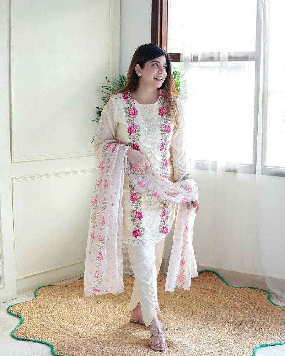 Women's Pakistani Salwar Kameez Readymade Suit Cotton Weddings and Party wear - 001FASHIONFORWARD