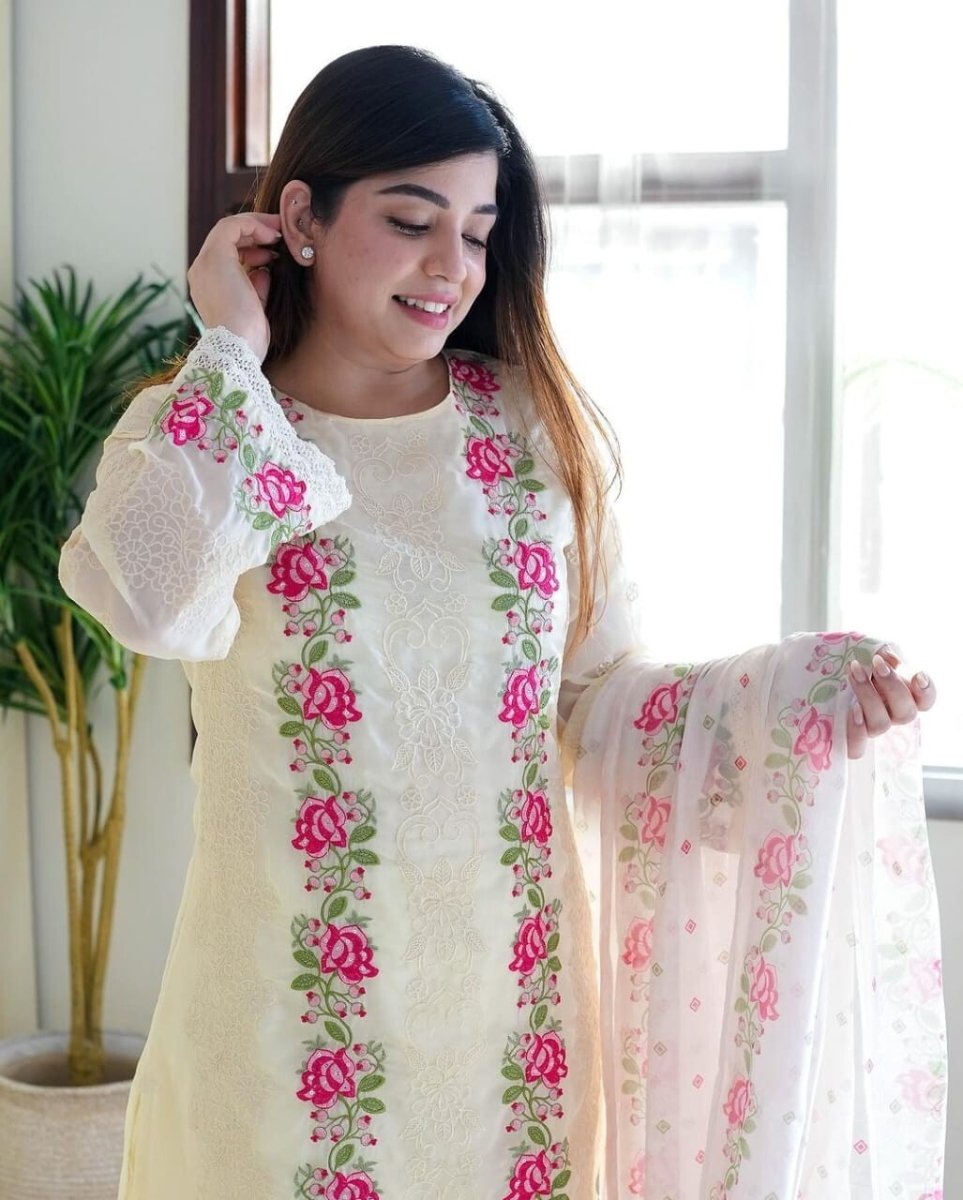 Women's Pakistani Salwar Kameez Readymade Suit Cotton Weddings and Party wear - 001FASHIONFORWARD