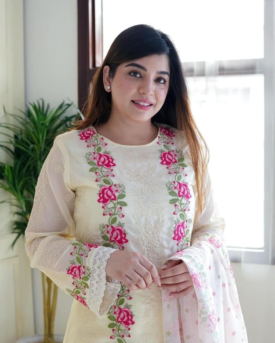 Women's Pakistani Salwar Kameez Readymade Suit Cotton Weddings and Party wear - 001FASHIONFORWARD