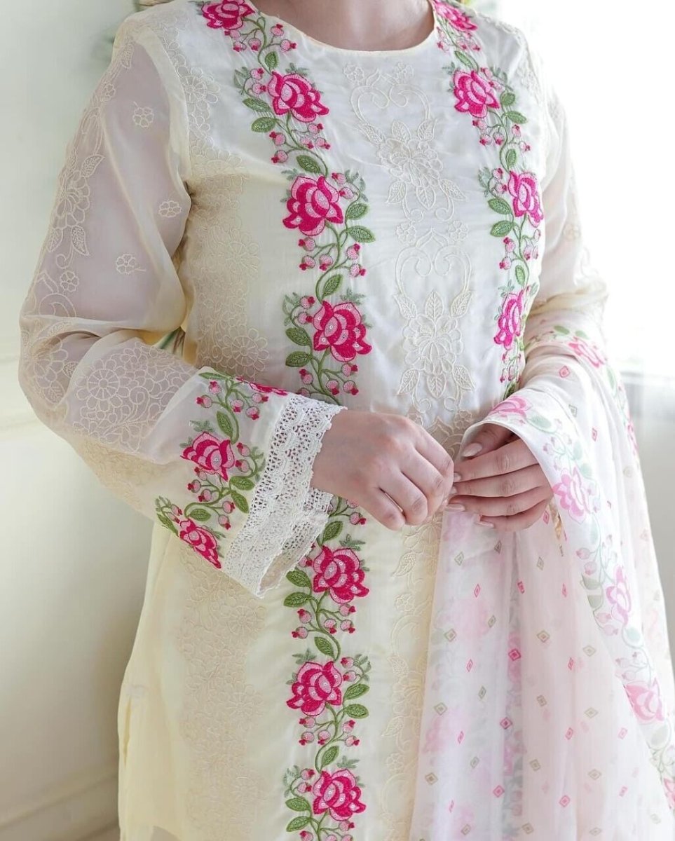 Women's Pakistani Salwar Kameez Readymade Suit Cotton Weddings and Party wear - 001FASHIONFORWARD